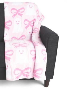 VIRAL ENVOGUE GHOST BOWS PINK GIRLIE BLANKET THROW